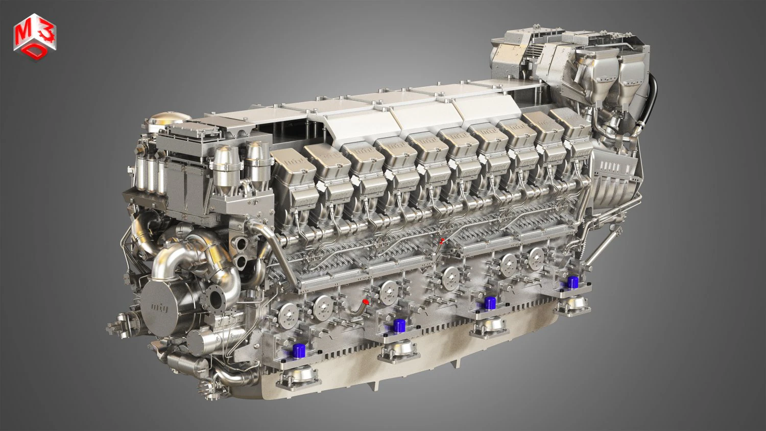 mtu-8000-20v engine 3D Model .c4d .max .obj .3ds .fbx .stl .blend 