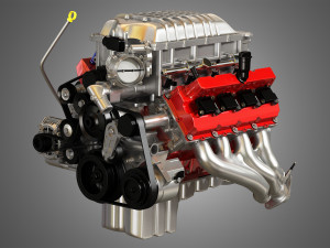 Demon supercharged v8 engine Modelo 3D