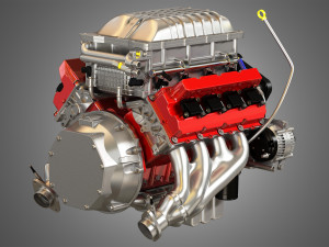 Demon supercharged v8 engine 3D Модель