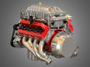 Demon supercharged v8 engine 3D Model