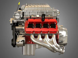 Demon supercharged v8 engine 3D Model