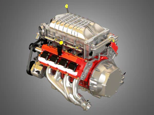 Demon supercharged v8 engine 3D Model