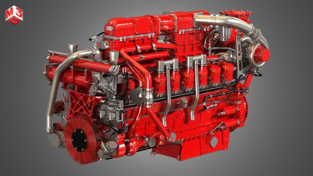 marine hd diesel engine 3D Model .c4d .max .obj .3ds .fbx .stl .blend 