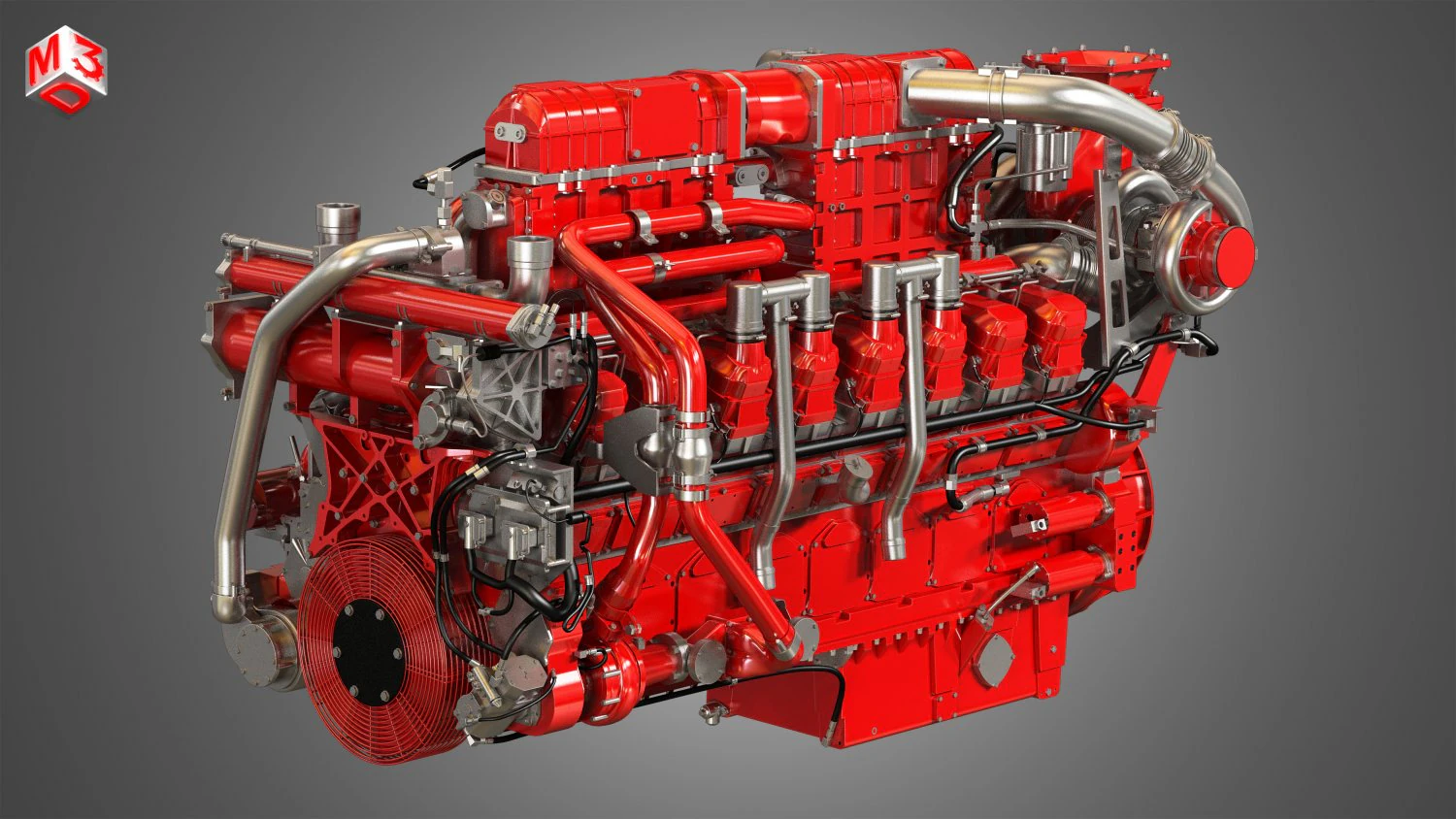 marine hd diesel engine 3D Model .c4d .max .obj .3ds .fbx .stl .blend 