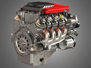 v8 supercharge engine 3D Model