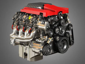 v8 supercharge engine 3D Model