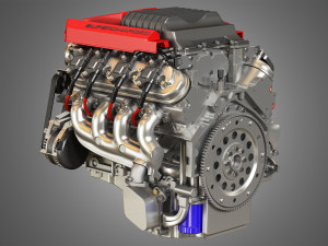 v8 supercharge engine 3D Model
