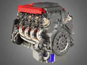 v8 supercharge engine 3D Model