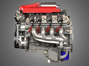 v8 supercharge engine 3D Model