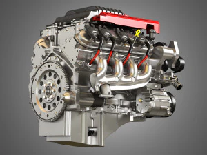 v8 supercharge engine 3D Model