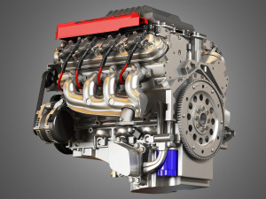 v8 supercharge engine 3D Model