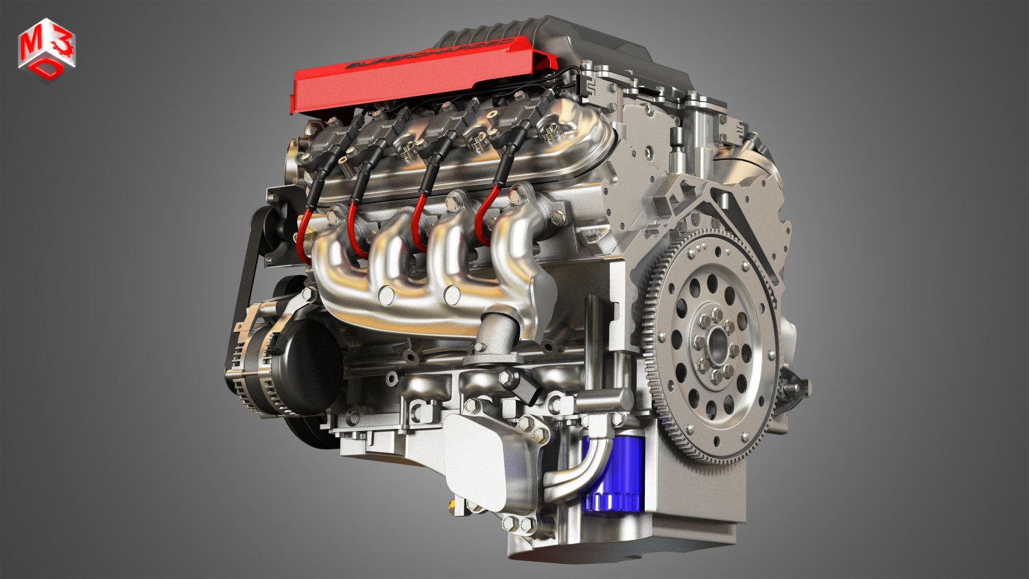 Engine 3d модель. V8 Supercharged.