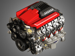 v8 supercharge engine 3D Model