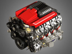 v8 supercharge engine 3D Model
