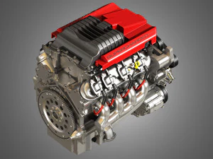 v8 supercharge engine 3D Model