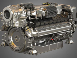 mtu 2000 v16 engine 3D Model