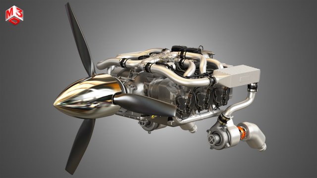 Continental io 550 engine 3D Model .c4d .max .obj .3ds .fbx .stl .blend 