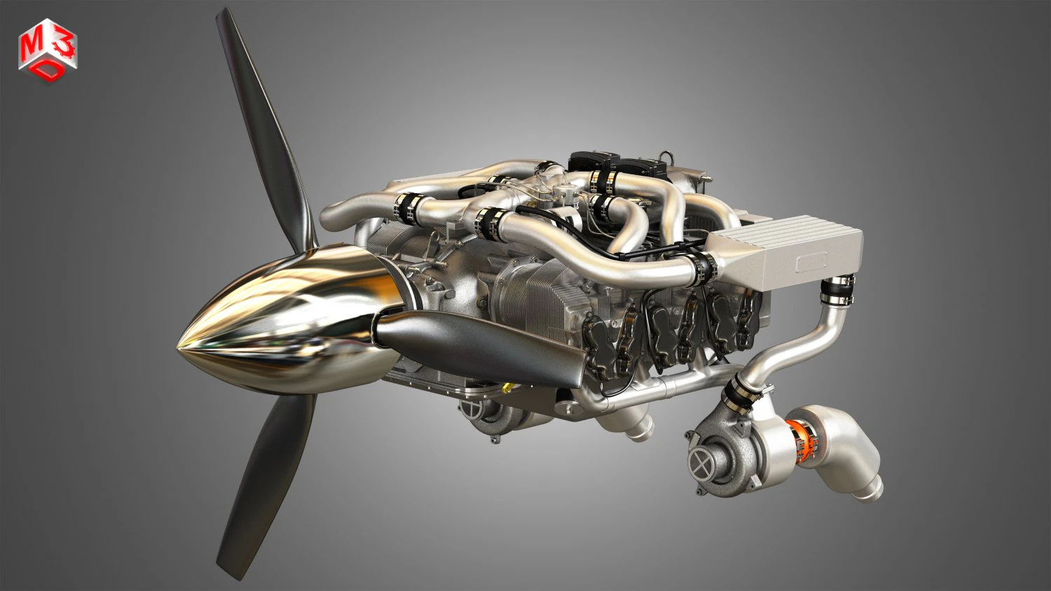 Continental io 550 engine 3D Model .c4d .max .obj .3ds .fbx .stl .blend 
