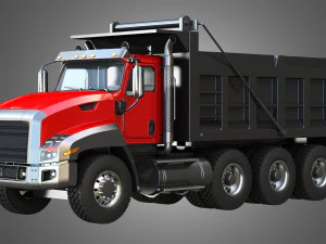 autocarro con cassone ribaltabile a tre assi Modello 3D