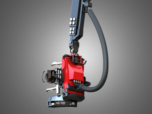 forwarder crane coordinate system with harvester head 3D Model