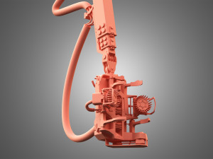 forwarder crane coordinate system with harvester head 3D Model