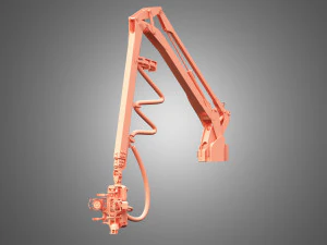 forwarder crane coordinate system with harvester head 3D Model