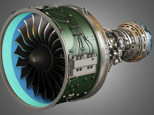 Pw gtf geared turbofan engine 3D Model