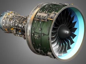 Pw gtf geared turbofan engine Modello 3D