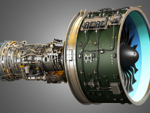 Pw gtf geared turbofan engine Modello 3D