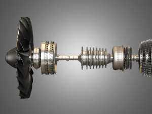 Pw gtf geared turbofan engine Modello 3D