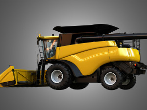 nh - cr 9070 combine harvester - with corn harvester head 3D Model