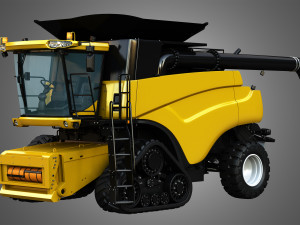 nh - cr 9070 combine harvester with rubber tracks system 3D Модель
