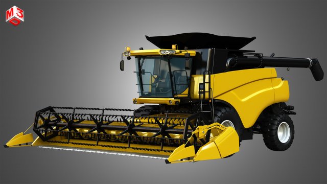 nh - cr 9070 combine harvester - with corn harvester head Modello 3D .c4d .max .obj .3ds .fbx .stl .blend 