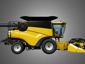 nh - cr 9070 combine harvester - with corn harvester head Modello 3D