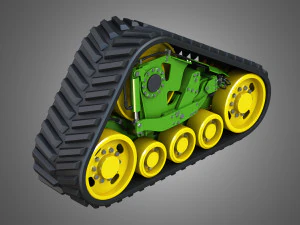 система резиновых гусениц - зерноуборочный комбайн - гусеничный трактор 3D Модель