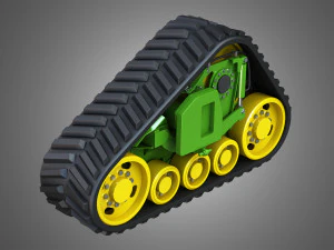система резиновых гусениц - зерноуборочный комбайн - гусеничный трактор 3D Модель