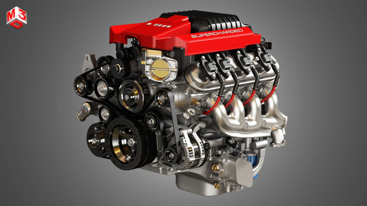 lsa v8 engine - supercharged muscle car engine 3D Model .c4d .max .obj .3ds .fbx .stl .blend 