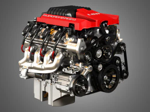lsa v8 engine - supercharged muscle car engine 3D Model