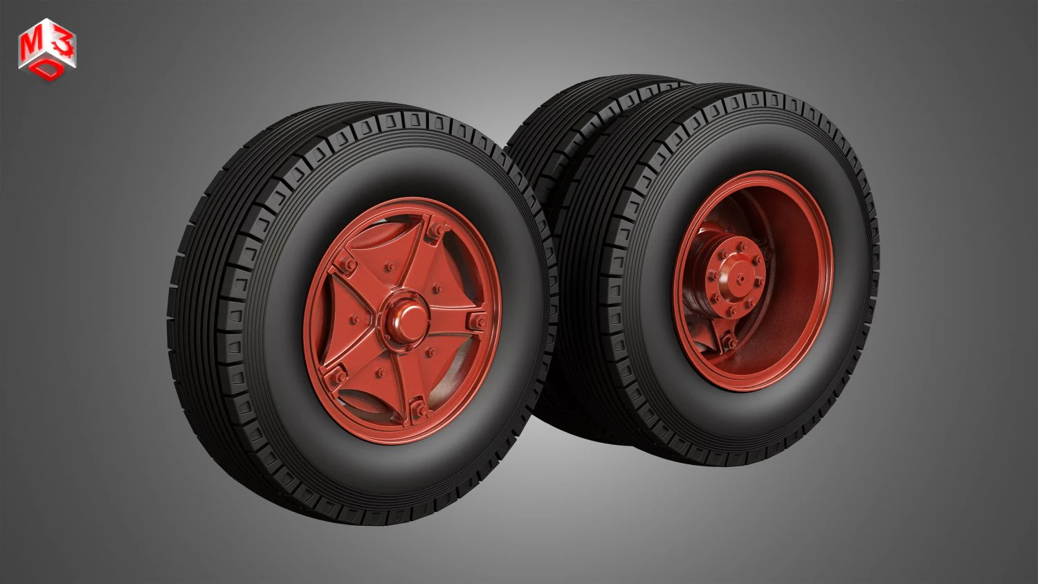 trucks tires and dayton style rims with 5 spoks 3D Model .c4d .max .obj .3ds .fbx .stl .blend 