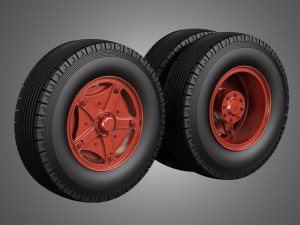 trucks tires and dayton style rims with 5 spoks 3D Model