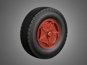 trucks tires and dayton style rims with 5 spoks 3D Model