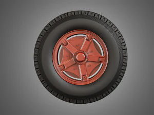 trucks tires and dayton style rims with 5 spoks 3D Model