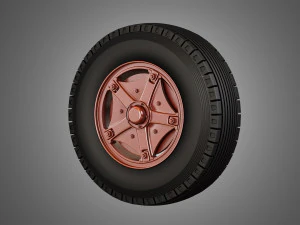 trucks tires and dayton style rims with 5 spoks 3D Model