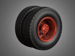 trucks tires and dayton style rims with 5 spoks 3D Model
