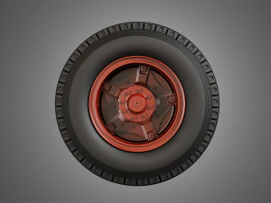 trucks tires and dayton style rims with 5 spoks 3D Model