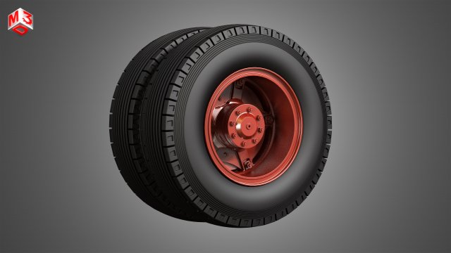 trucks tires and dayton style rims with 5 spoks 3D Model in Truck 3DExport