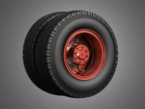trucks tires and dayton style rims with 5 spoks 3D Model