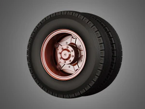 trucks tires and dayton style rims with 5 spoks 3D Model