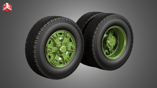 trucks tires and dayton style rims with 6 spoks Modèle 3D .c4d .max .obj .3ds .fbx .stl .blend 