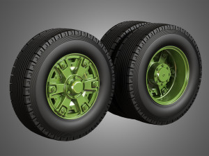 trucks tires and dayton style rims with 6 spoks 3D Model
